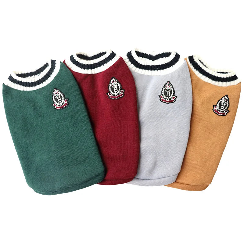 Pet Clothing Custom Dog Winter Warm Clothing Preppy Style Pet Vest Matching Color Cat Sweater