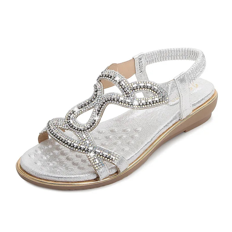 Shoes Women New Rhinestone Diamond Bling Sandals Bohemian Wedge Sandals Women Cross-border Plus Size