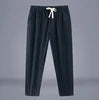 Liu Ming New Arrivals Spring Summer Men Casual Drawstring Solid Color Cotton Linen Pants Trending Trousers