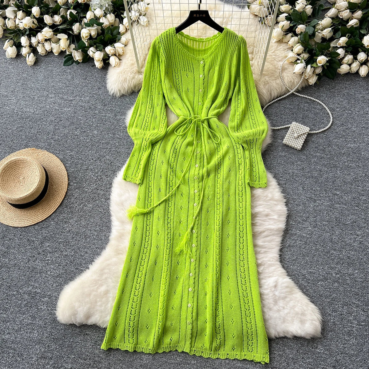 2025 Women's Casual Two-Piece Set: Turn-Down Collar Long-Sleeved Sweater & Wide-Leg Pants