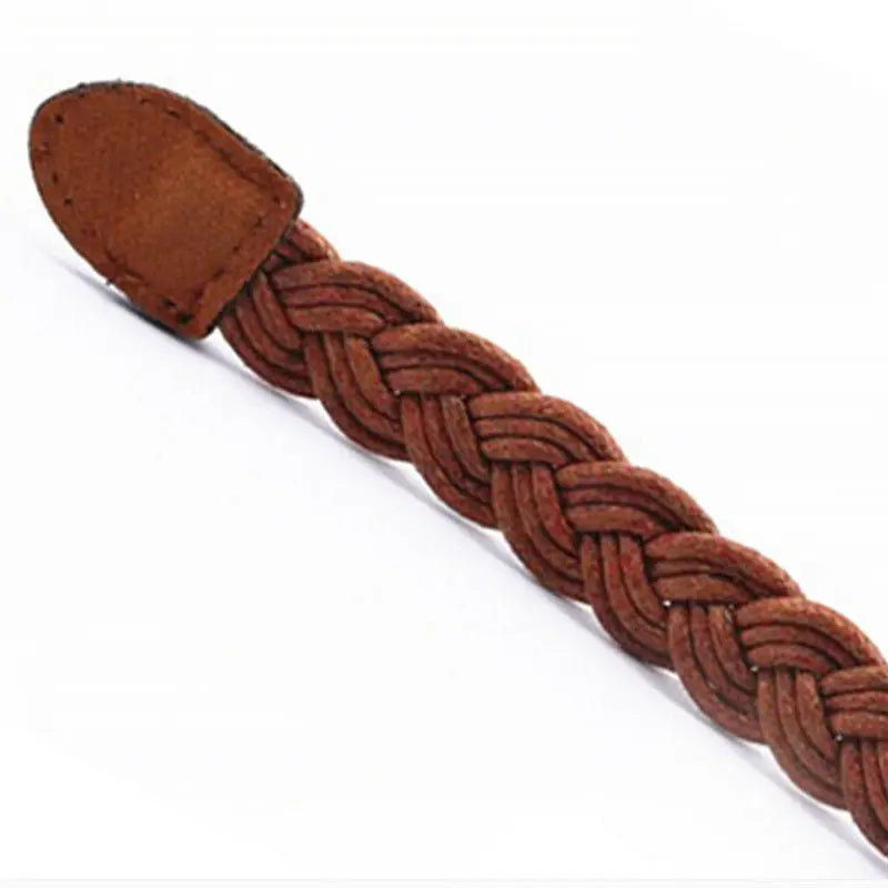 Women Brown White Weave Belt Hemp Rope Braid Belt Female Belt For Dress Clothing