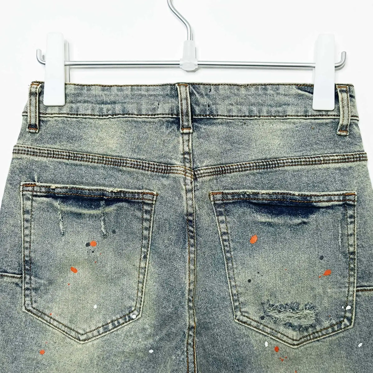 Wholesale Streetwear Jeans Pleated Tapered Trousers Men Elastic Damaged Beggi Pants Slim Fit Jeans