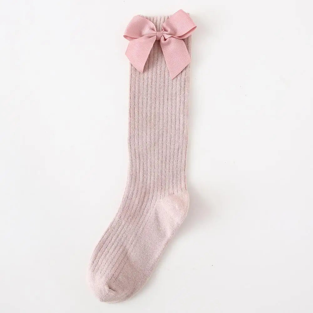 Children's Sock Girls Knee High Socks With Bows Stripped Toddlers Long Socks Kids School Sock Infant Baby Socken