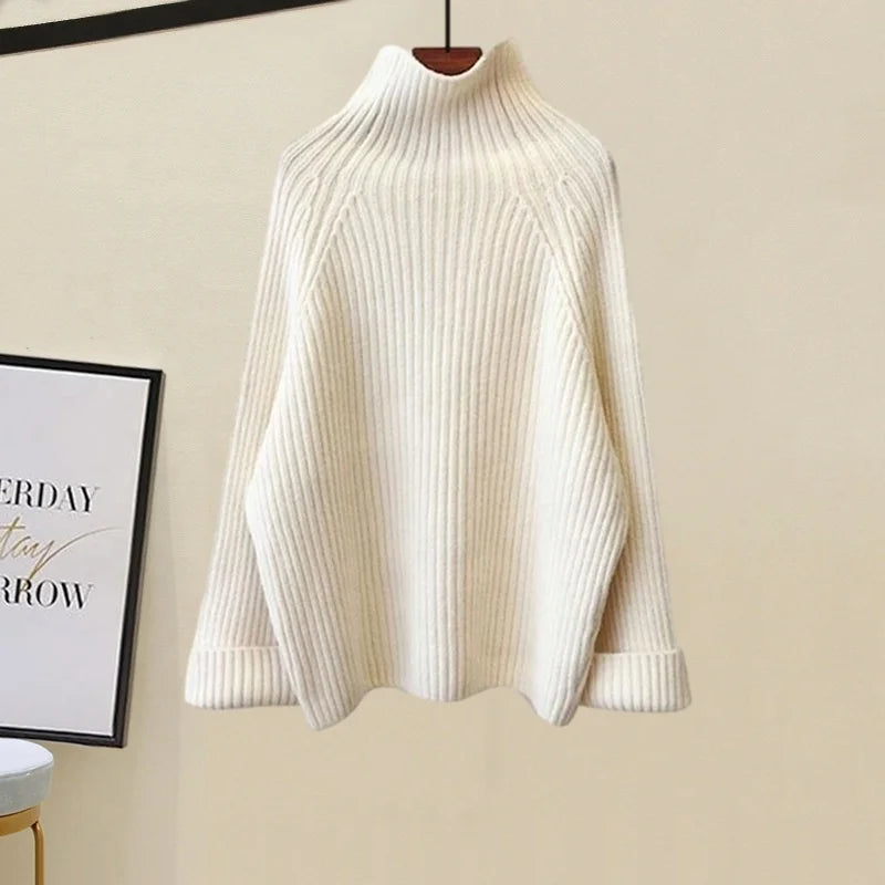 2024 New Women's Thickened Vest High Neck Knitted Sweater Wide Leg Pants Three Piece Set for Autumn and Winter