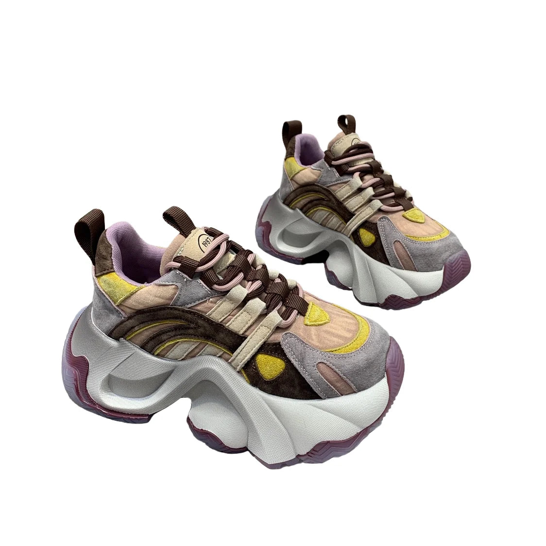Casual Autumn Platform Sneakers Comfortable Lace-Up Breathable Tennis Walking Shoes Anti-Slippery Chunky Rubber Outsole