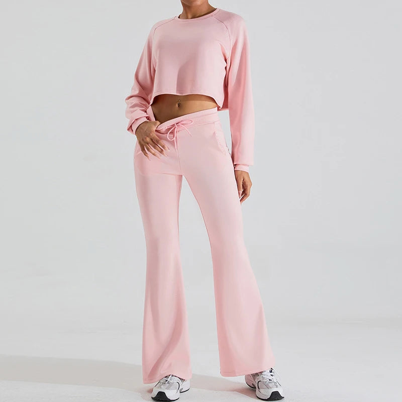 Customizable logo Women's New Long Sleeved Sports Set 2024 New Long Sleeved Leisure Sports Sweater and Pants Set