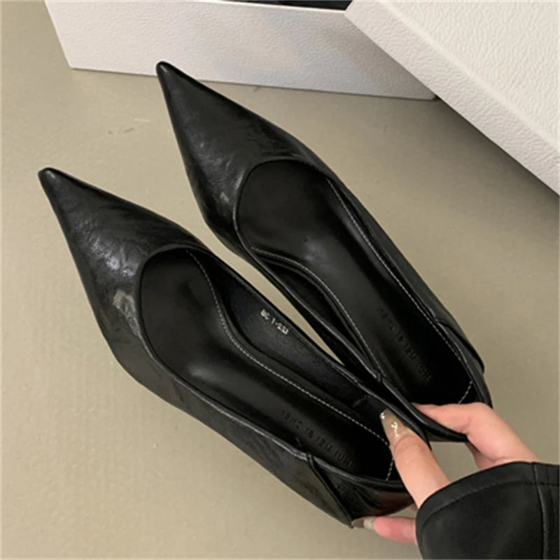 2025 Summer Latest Design Women's High Heels Sexy Leopard Pattern Shallow Mouth Hard-Wearing Platform Shoes Pointed Fashion