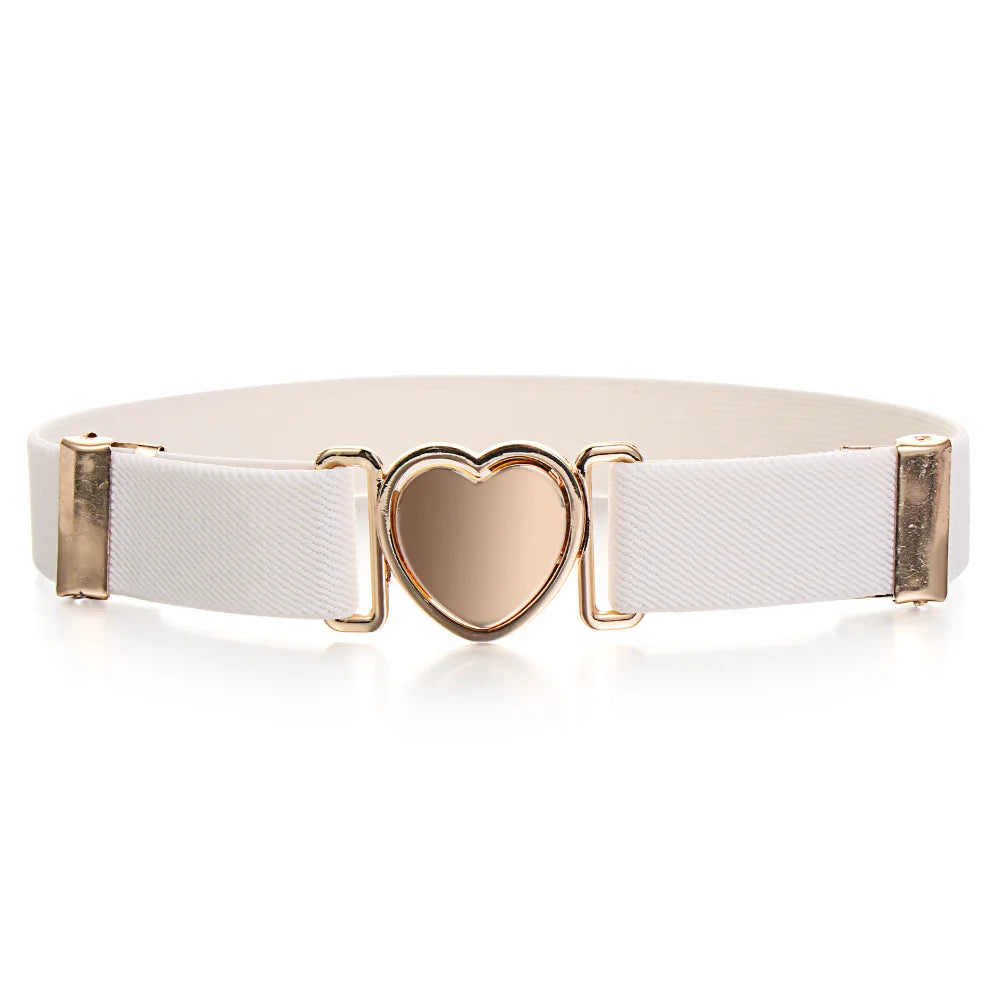 Kids Elastic Belts Girl Stretch Waist Belt Adjustable Heart Belt Uniform Belt for Teen Kids Girls Dresses Belt