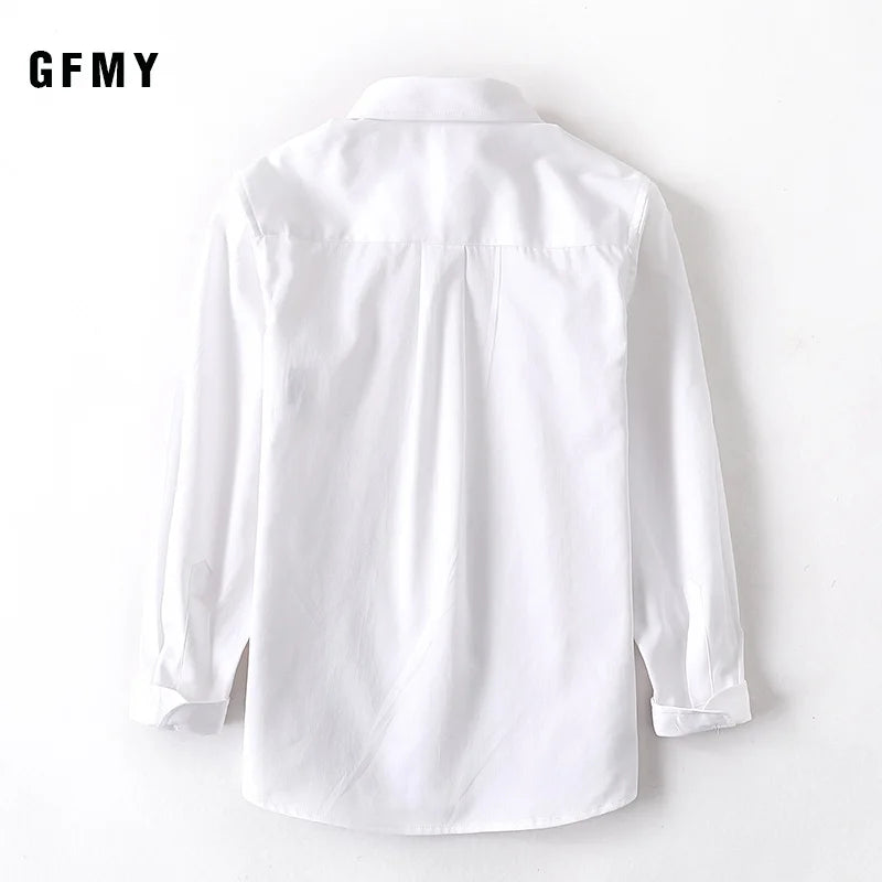 Hot Sale Children Boys Shirts Spring 2026 Fashion Solid Color Kids Baby Birthday Dress Blouse Clothing White Long Sleeve 3-14Yrs