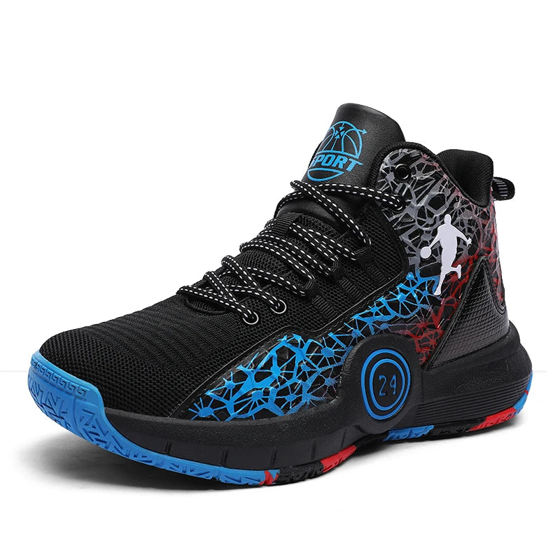 Hot Selling Street Style Fashion High Top Wear Resistant Professional Sports Shoes Mens Basketball Sneakers