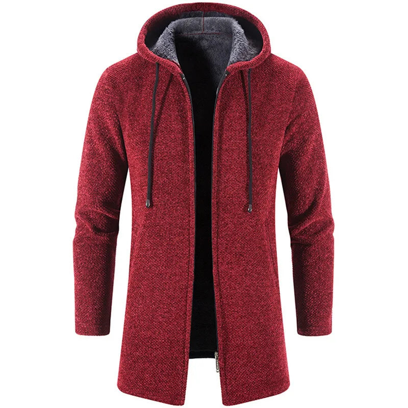 Liu Ming Men's/ women Thick Warm Fleece Cardigan Winter Trending Casual Windbreaker Jackets with Zipper Closure Knitted Sweater Hooded