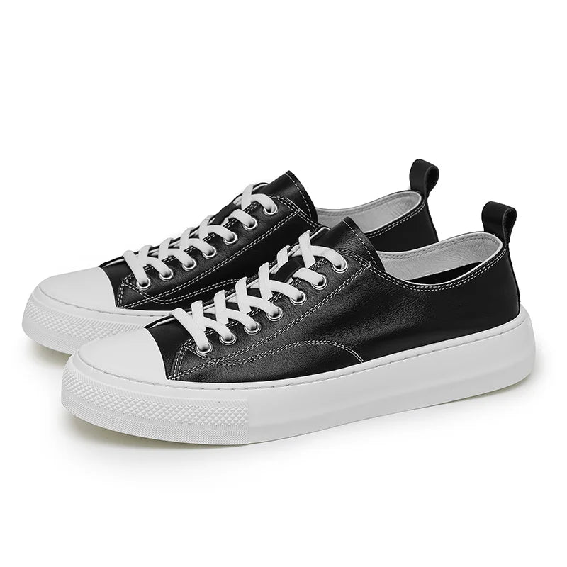 New High Quality Flat Men Sneaker Shoes Leather Casual Genuine Lace-up Italy Design Fashion Sneaker 2025 Low Price Factory OEM