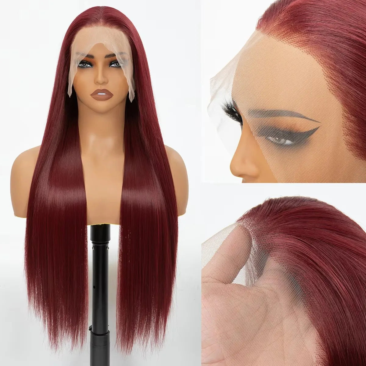 Natural Multiple Colors Long Synthetic Wig 13x4 HD Lace Frontal Heat Resistant Transparent Lace Wigs for Women 30 Inch