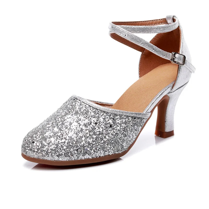Outdoor square Latin Dance Shoes Adult Women's Mid-heel Dance Shoes Women's Summer Soft Bottom Ballroom Shoes