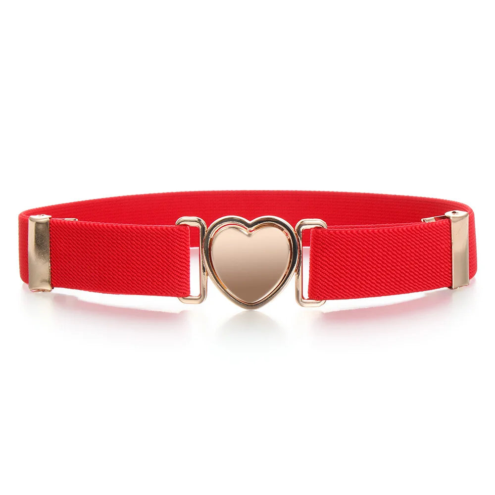 Kids Elastic Belts Girl Stretch Waist Belt Adjustable Heart Belt Uniform Belt for Teen Kids Girls Dresses Belt