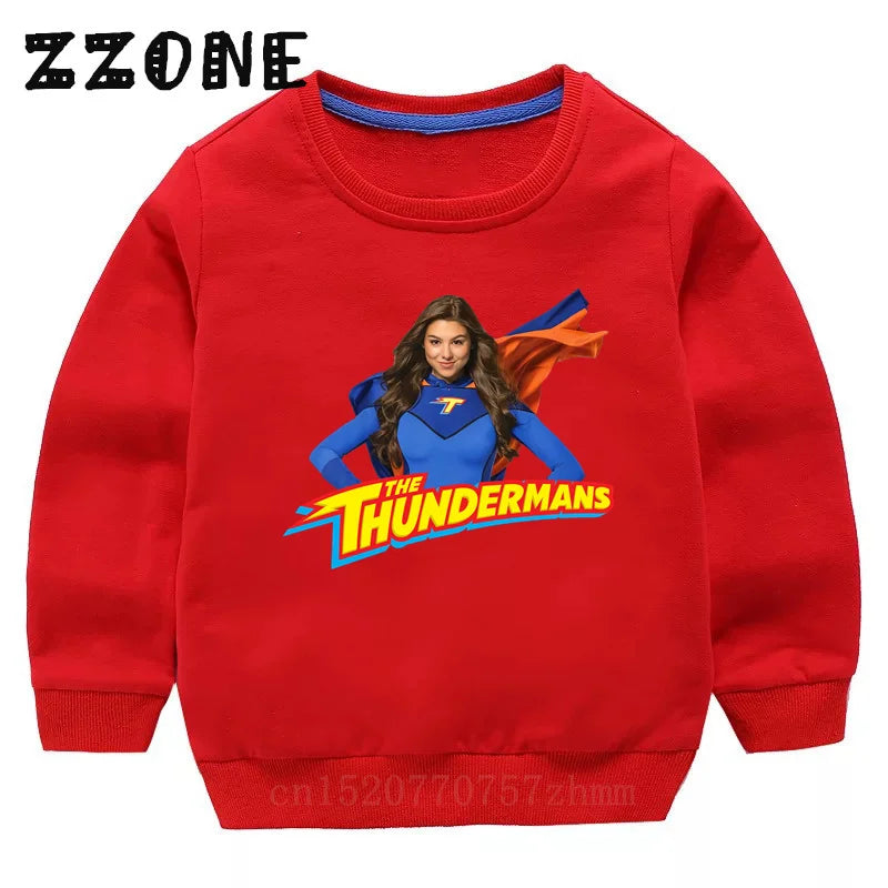 Kids Sweatshirts The Thundermans TV Shows Print Children Hoodies Casual Girls Boys Clothes Spring Autumn Baby Pullover Tops
