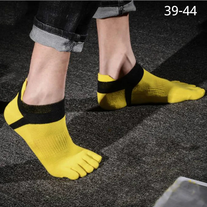 Mens Sock Finger Toe Socks Sport Ankle Mesh Cotton Short White Sock Sweat Absorbing Breathable with Fingers