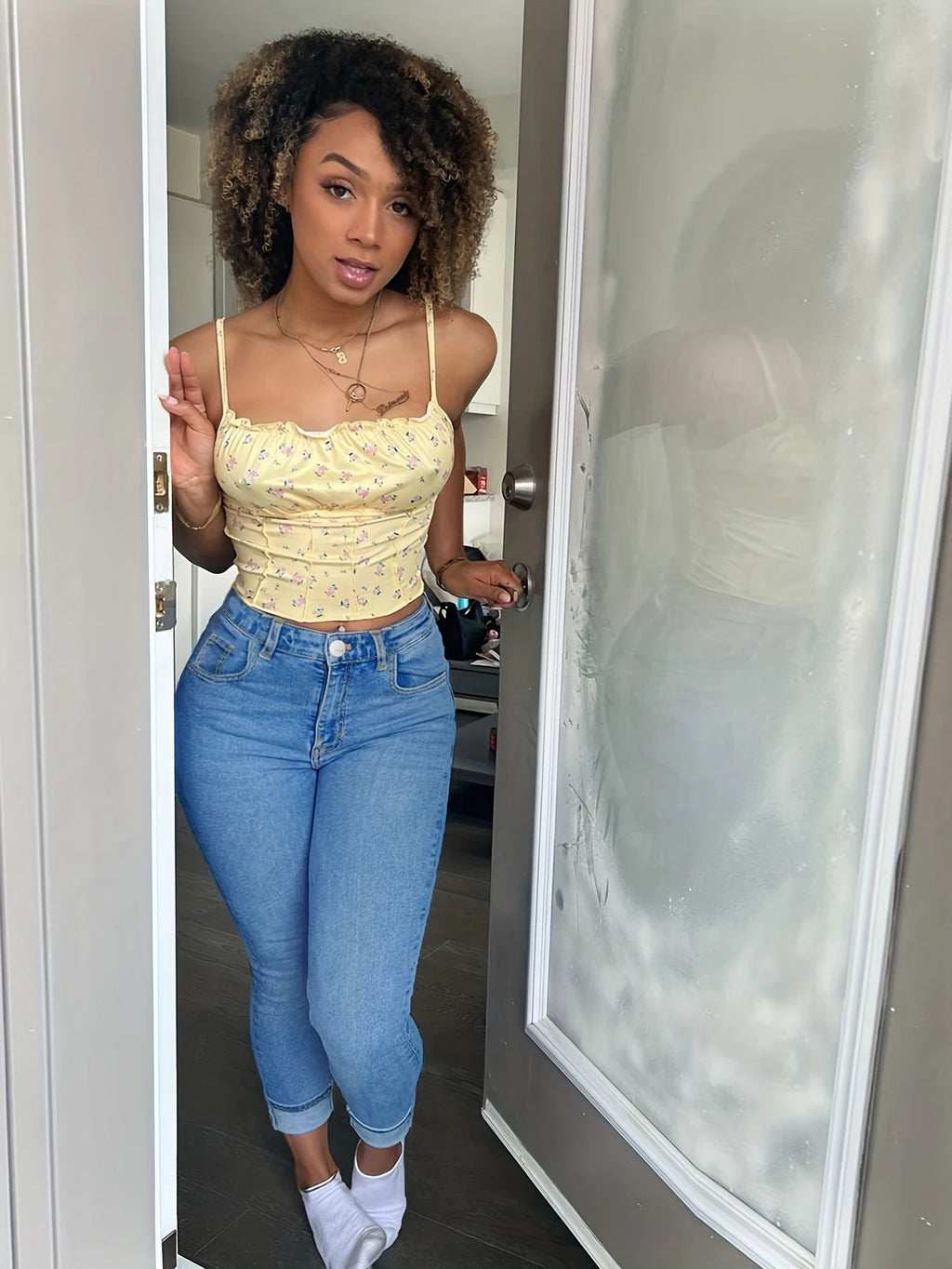 Plus Size Women Light Blue High Stretch Skinny Casual High Waist Straight Full Length Washed Denim Jeans Softener