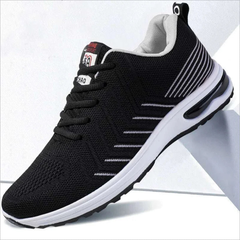 Men's Court Sneakers Sports Casual Flat Shoes for Cushion Breathable Lightweight Plastic Outsole Flying Woven Fabric Upper for
