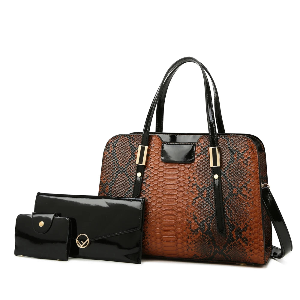 Pu Leather Hot Selling Purse Tote Bag Shoulder Bag 3 Pieces One Set Fashion Large Capacity Shoulder Bag