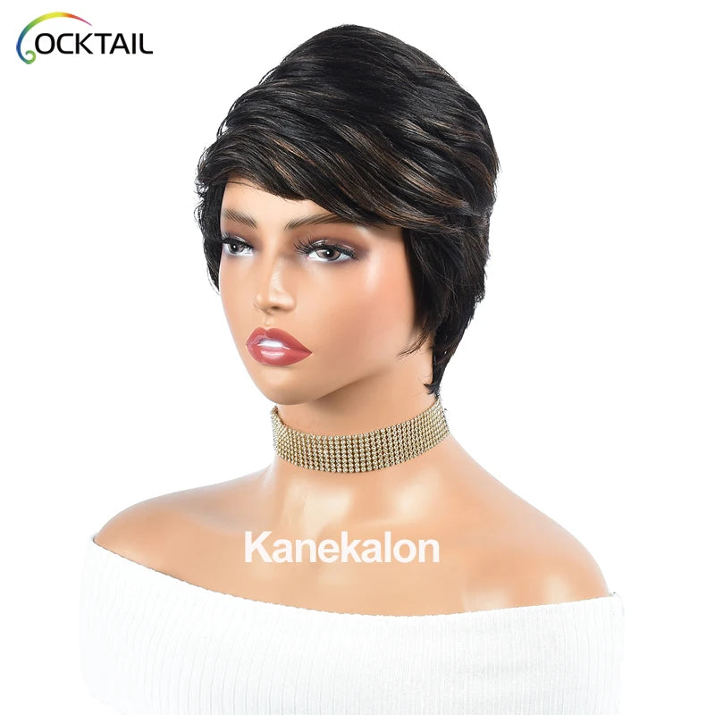 Kanekalon Fiber Short Cut Synthetic Wigs, Different Colors Synthetic Wig for Summer