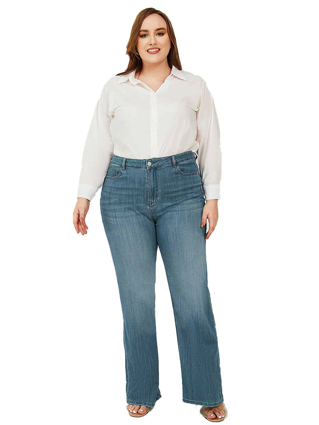 High Quality Light Blue Washed Denim Jeans Vintage Baggy Flare Pants Logo Waist for Women Men Long Boyfriend Loose Leg Style