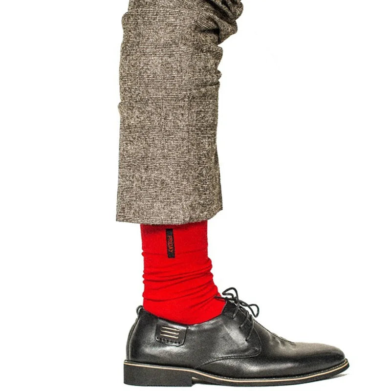 7 Pairs Fashion Mens Socks Combed Cotton Solid Color Business Socks For Man British Style Multi-colored Week Socks For Men Dress