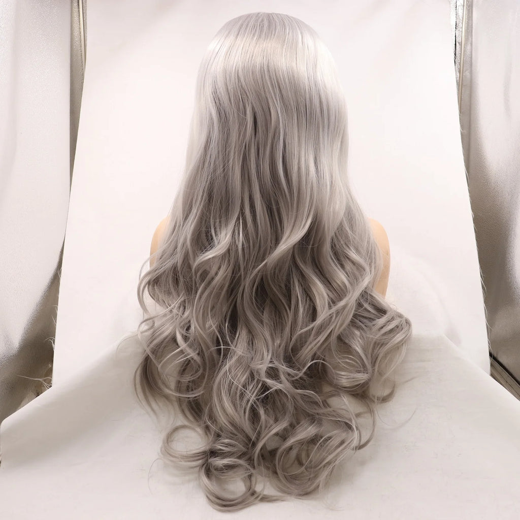 Premium Pre Plucked Synthetic High Temperature Fiber Loose Curl 24inch 13*3 Lace Frontal Wig for Daily Wear