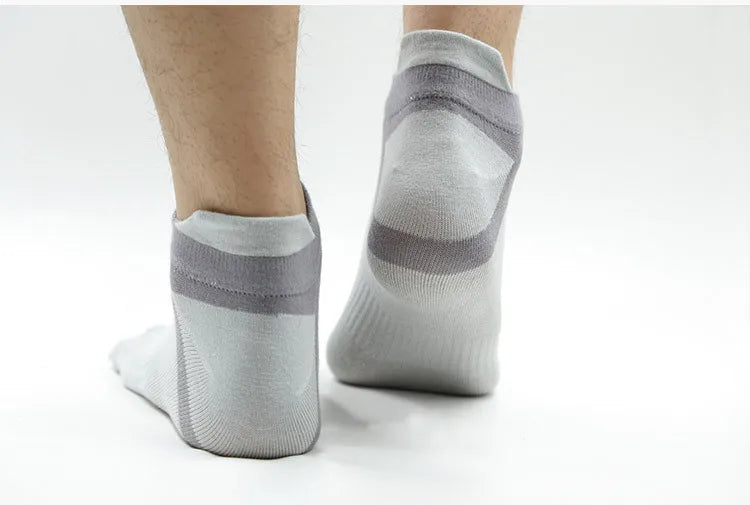Mens Sock Finger Toe Socks Sport Ankle Mesh Cotton Short White Sock Sweat Absorbing Breathable with Fingers