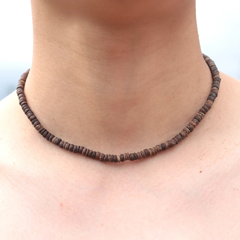 Men Necklace 100% Natural Wooden Collar Homme 18Inch Choker Colliers Hombre Yoga Meditation Jewelry Male Accessories Vintage