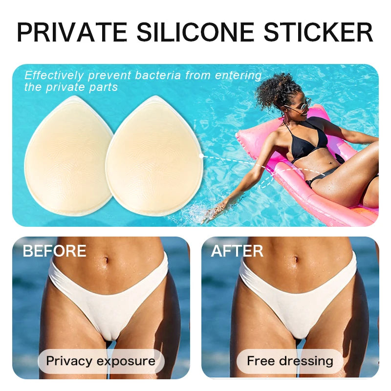 1 Pair Camel Toe Concealer for Women Anti Insert Camel Toe Reusable Invisible Self-Adhesive Silicone Pads Cover for Swimsuits
