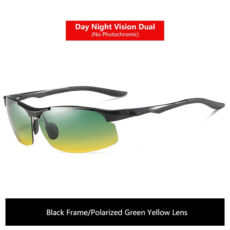 Sunglasses For Men Fashion Day Glasses For Night Vision Photochromic Outdoor Driving Rimless Male Polarized UV400 Lens VT2173