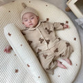 2Pcs Autumn New Kids Pajamas Korean Long Sleeve Print Bear Cardigan And Pants Cotton Musline Yarn Sleepwear