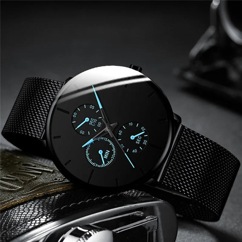 2025 Mens Luxury Watches for Men Business Casual Ultra Thin Clock Male Stainless Steel Mesh Belt Quartz Watch relogio masculino