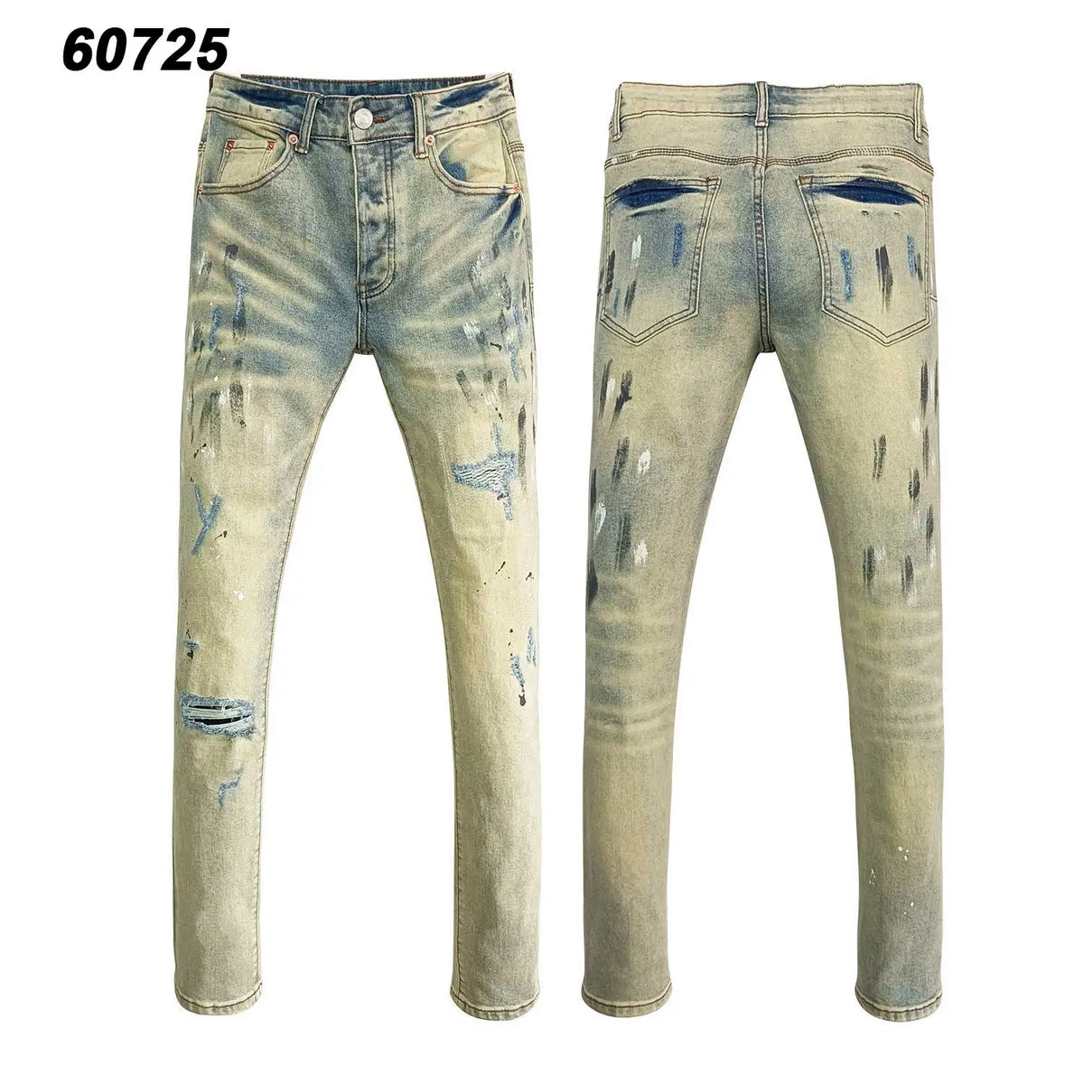 Wholesale Streetwear Jeans Pleated Tapered Trousers Men Elastic Damaged Beggi Pants Slim Fit Jeans