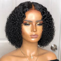 Ainizi Wholesale Price 12 '' Black Short bob Kinky Curly Middle Part T Part Lace Front Synthetic Hair Wigs for Women