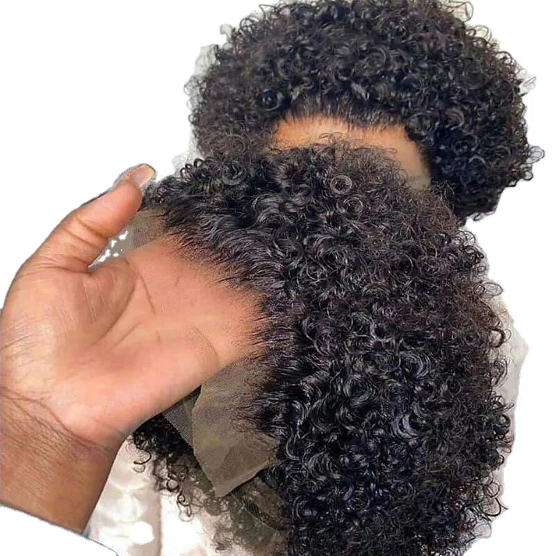 Cheap Brazilian Hair for Short Lace Front Wig 180% Density Virgin Remy for Lace Curly Bob