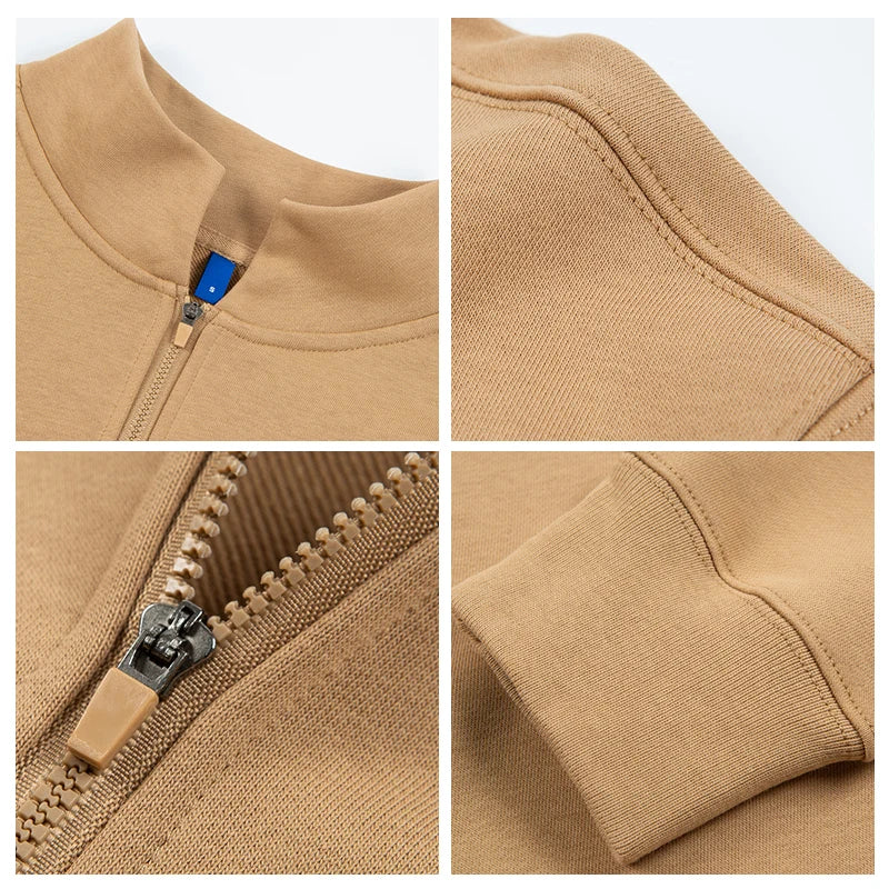 Cotton Men Fleece Half Zip up Collar Hoodie Sweater Jumper Oversized Sweatshirt