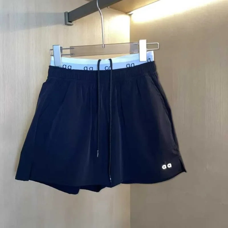 Yoga Stretch Shorts Women Shorts Luxury Waist Elastic Band Letters Shorts Casual Lady Yoga Slimming Wide Leg