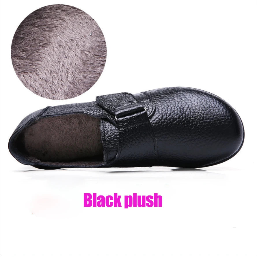 Brand Shoes for Women 2025 Spring Wedge Loafers Female Black Genuine Leather Flats ladies Office Nurse Shoes Mom Casual Sneakers