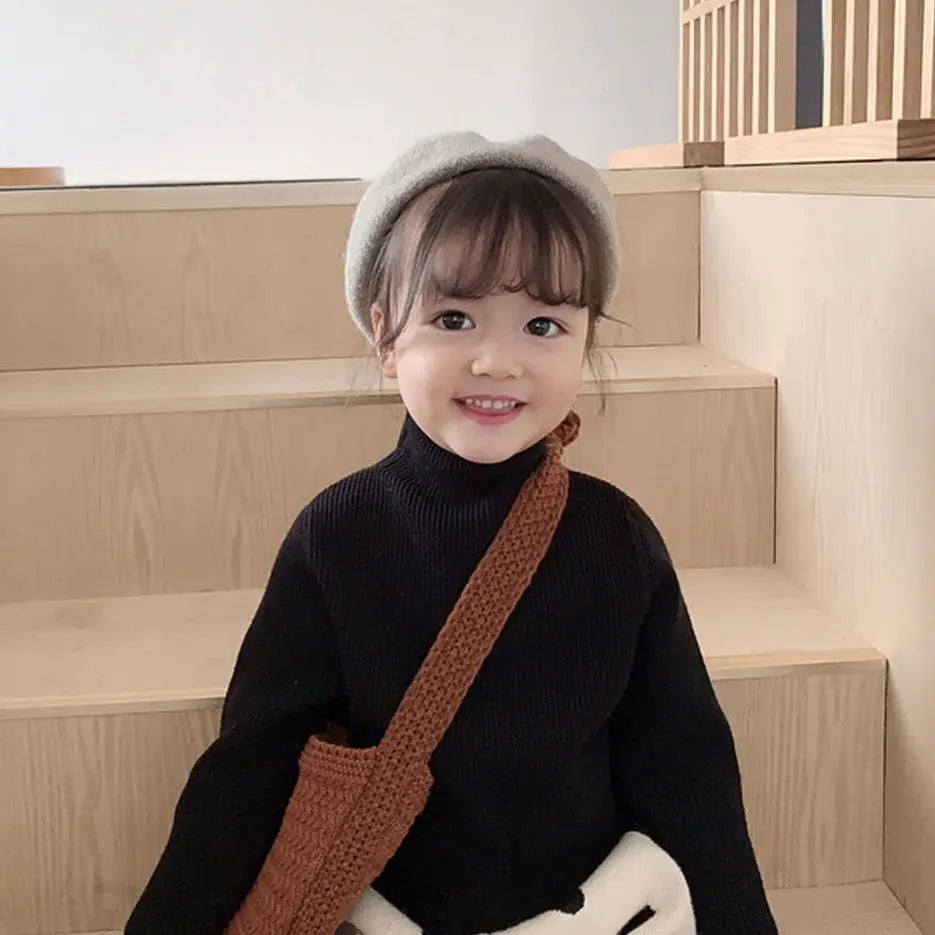 1 to 7 Years Baby Girls Knitted Sweater 2020 Spring Winter Autumn Wear Long Sleeve Warm Solid 6 Colors Kids Toddler Sweater Top