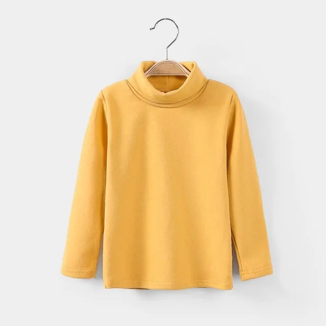 2024 Autumn Winter Girls Sweaters Cotton High Collar Boys Knitted Pullover Candy Color Kids Sweater Children's Clothing3-14Y