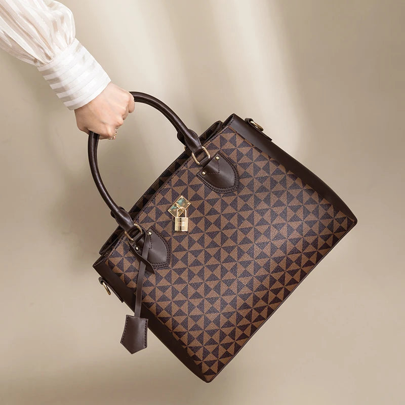 Women's Handbag Fashion Bag Leather Tote Bag 2022 New Women's Zippered One-shoulder Large Work Bag
