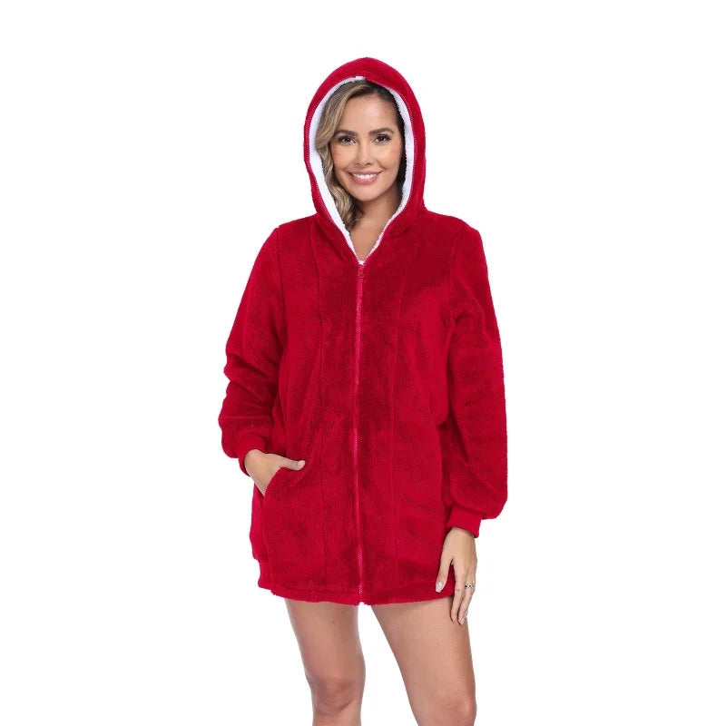 Free Shipping Athletic Zip up Hoodie Heavy Zip up Hoodie Long Zip up Hoodie Red Women
