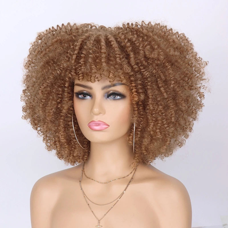 Cheap Price French Kinky Curl Curly Wig Neutral Short African for Cosplay Synthetic High Temperature Fiber Black Women's Wig