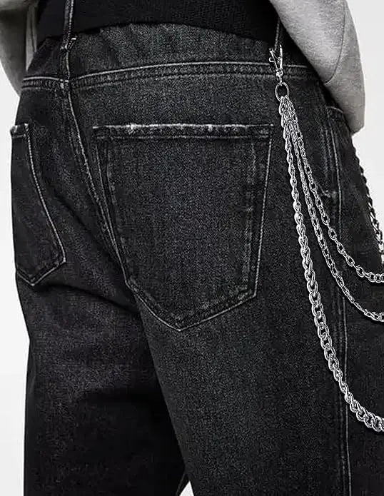 Pants Chain Goth Jean Chains Belt Punk Hip Hop Layered Trousers Chain Wallet Pocket Chains for Women Men Silver Plated