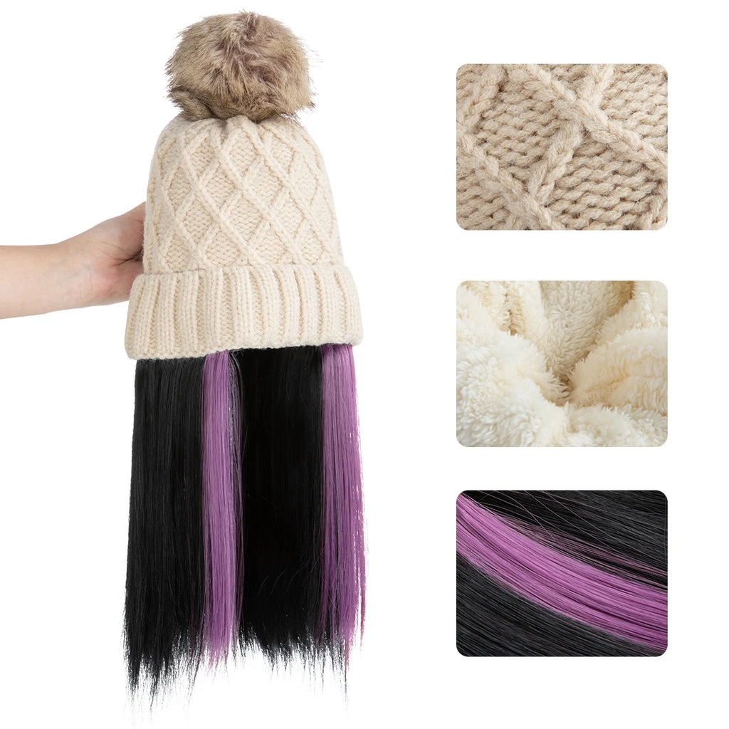 Wholesale Long Winter Hot Sale Beanie Hat Synthetic Fashion Hair 10 Inch Heat Resistant Silky Straight Wave 100% High