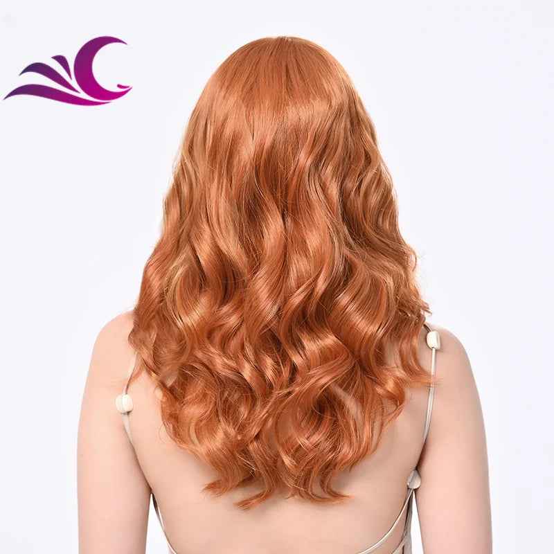 Highlight Mix Ice Blonde Ombre Colorful Middle Part Wig Long Wavy Pre-Plucked Synthetic Lace Front Wig