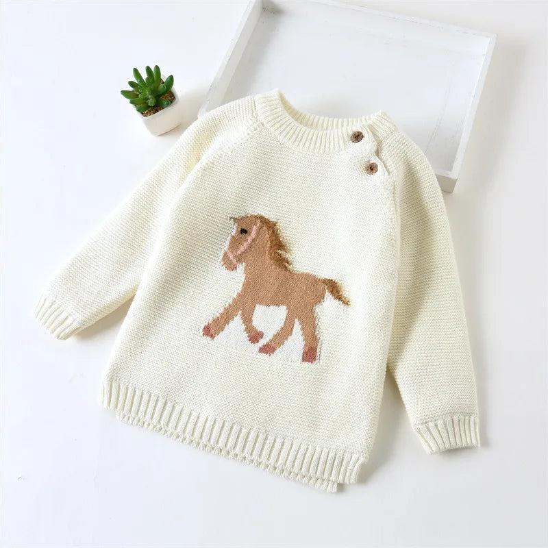 Autumn Winter Kids Baby Boys Girls Sweaters Cartoon Wool Pullover Toddler Childrens Warm Sweater Coat Cardigan Thicken Outerwear