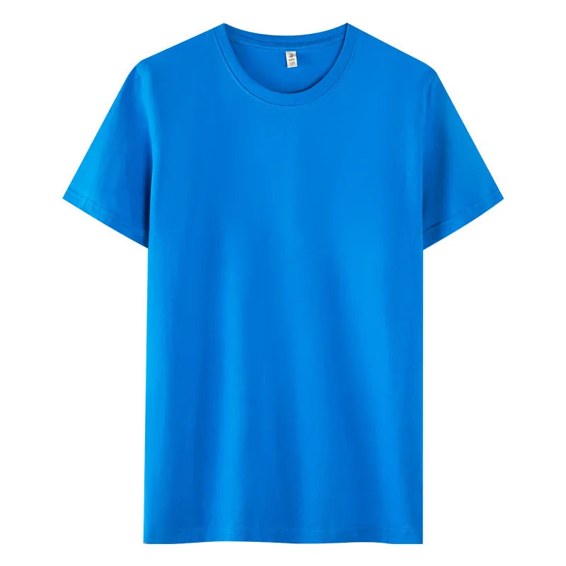 Wholesale Men Women Simple Solid Color Round Neck Men's Summer Short Sleeve Cotton T-shirt Tees Tops Clothes T-shirt